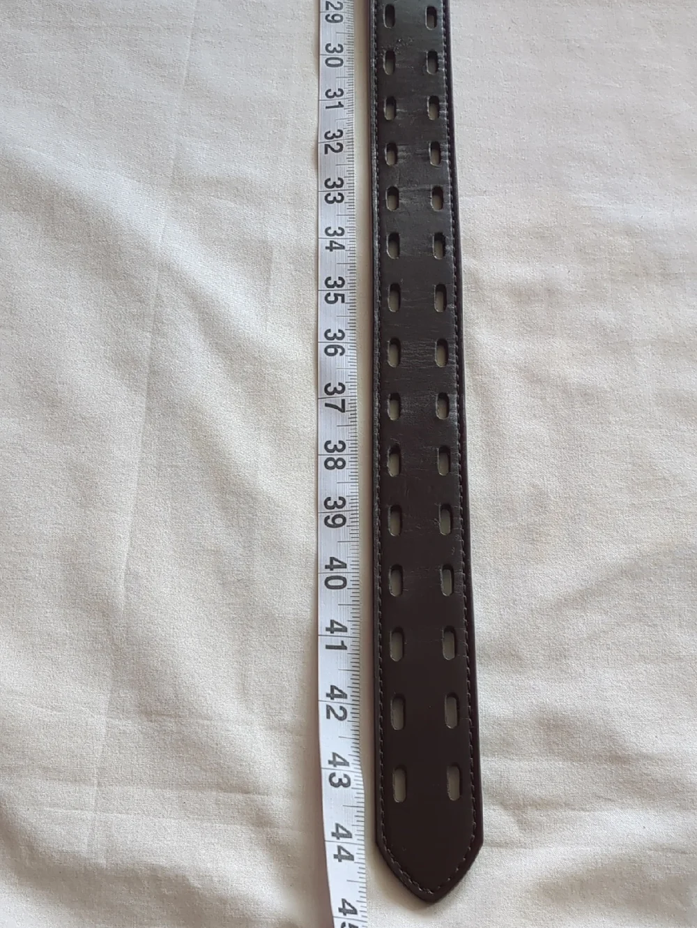 Belt Brown Leather Stitched Double-Row Perforation/Prong Metal Buckle OS Unisex